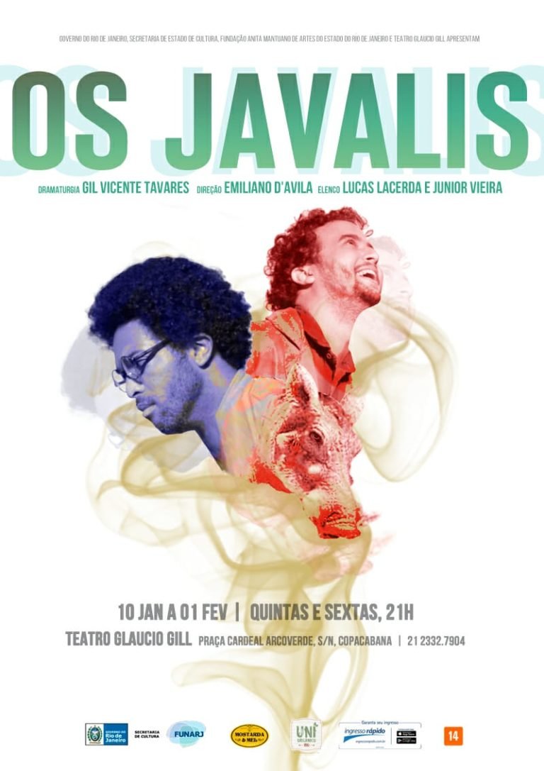 OS JAVALIS, com direção de EMILIANO D’AVILA, estreia no Teatro Glaucio Gill em 10 de janeiro