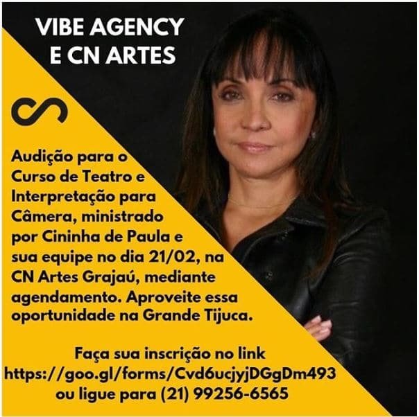 Vibe Agency e CN Artes audição no dia 21 de fevereiro