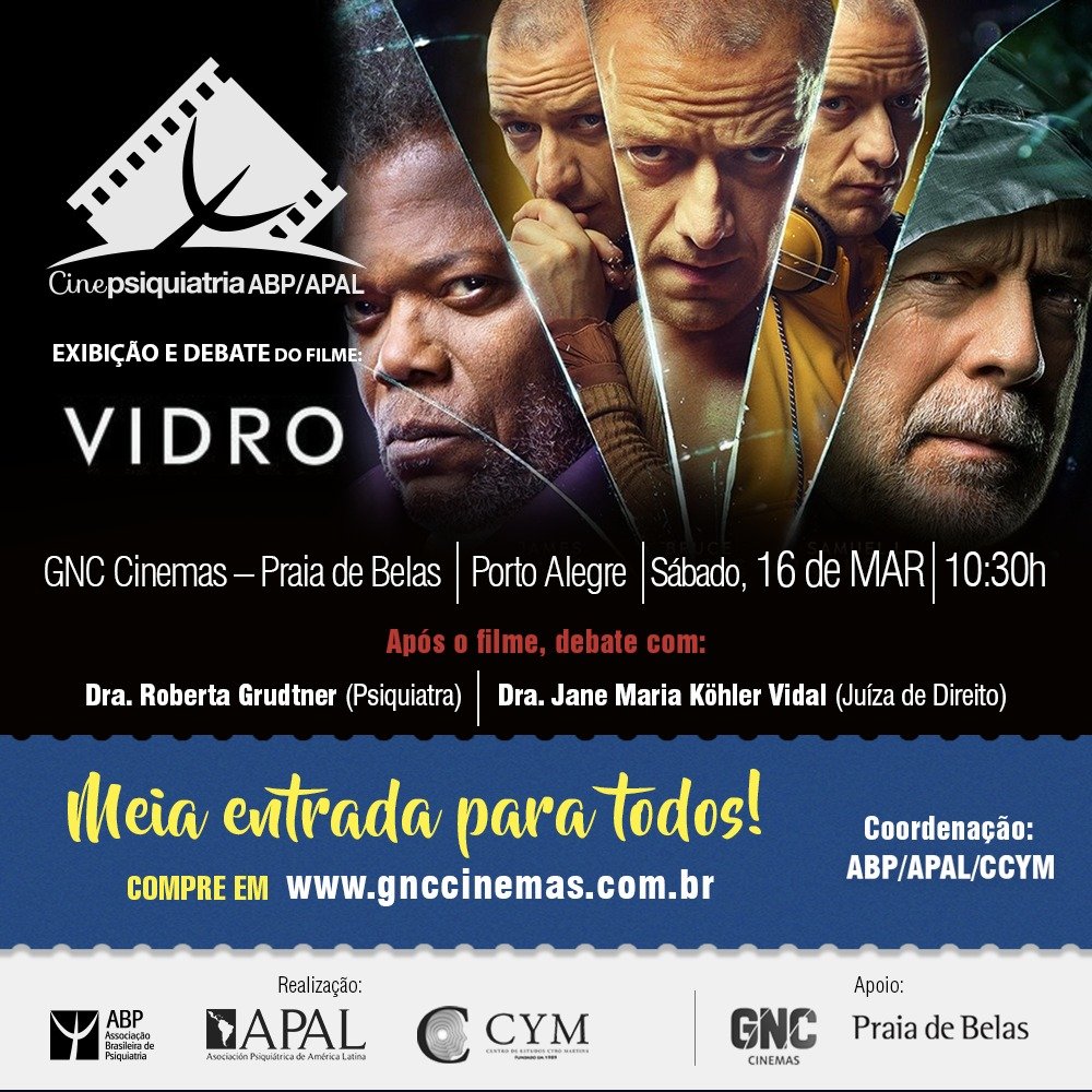 Vidro é o filme do mês no CinePsiquiatria exibido no GNC Cinemas