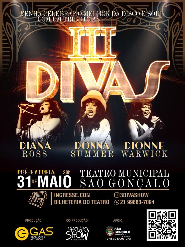 3 Divas estreia dia 31 de Maio no Teatro Municipal de Gonçalo com grande elenco