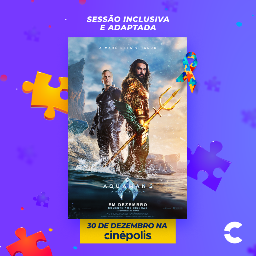 E no próximo sábado, dia 30 de dezembro, a sessão destinada ao público adulto apresentará o filme Aquaman 2 O Reino Perdido.