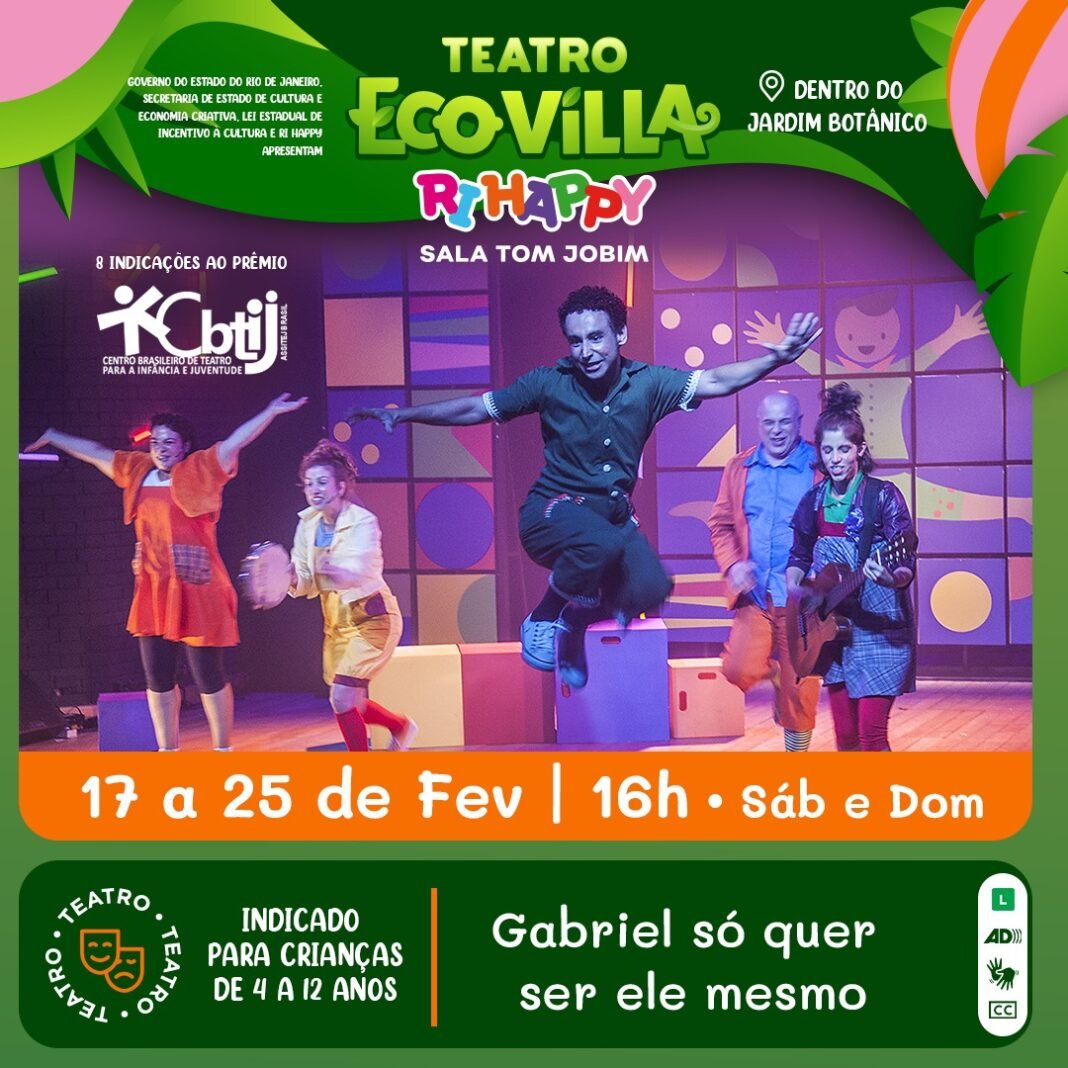 Gabriel só quer ser ele mesmo” faz curta temporada, na EcoVilla Ri Happy, no Jardim Botânico