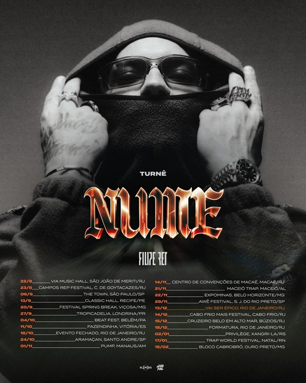 Filipe Ret anuncia a esperada turnê NUME a partir de agosto de 2025,